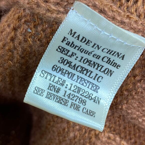 New In Rust Red Orange Mock Neck Knit Pullover Sweater Women's Size Medium M - Picture 6 of 7